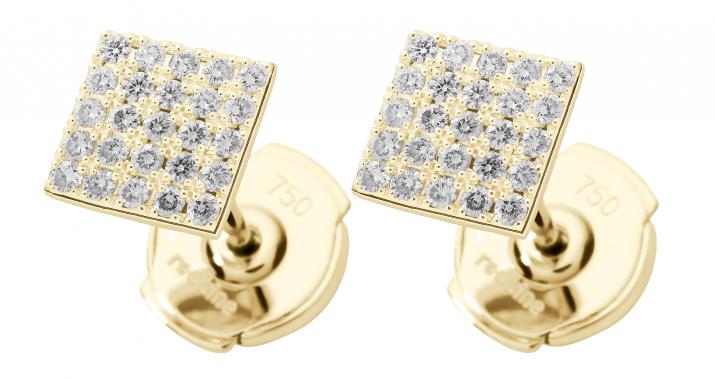 0.54克拉镶钻菱形黄金耳钉 - Redline