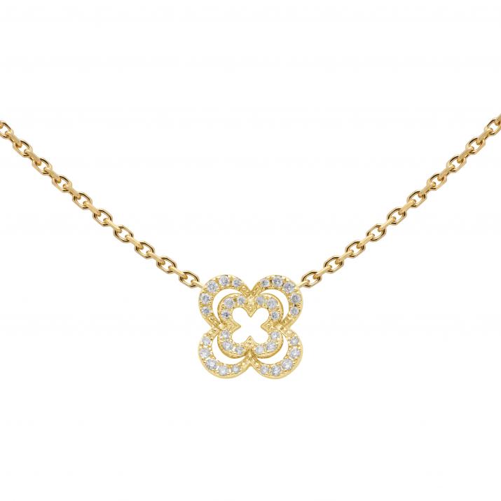 0.32克拉镂空四叶草黄金项链 - Redline - 0++