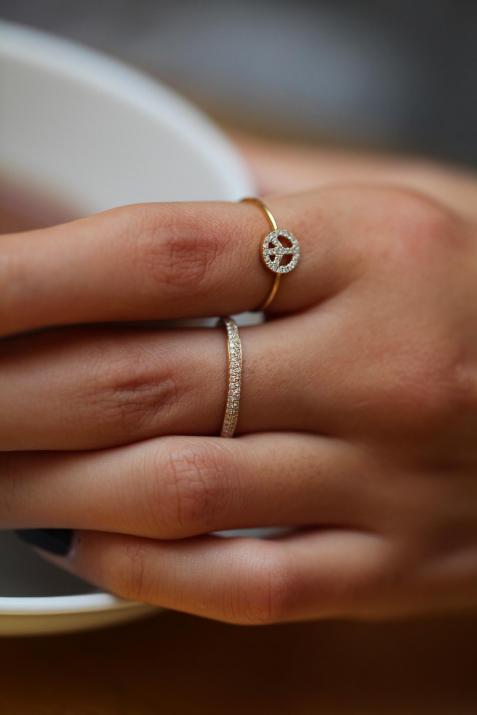 Mini Cube Size 56 White Gold 0.21克拉钻石戒指 - Redline - 0++