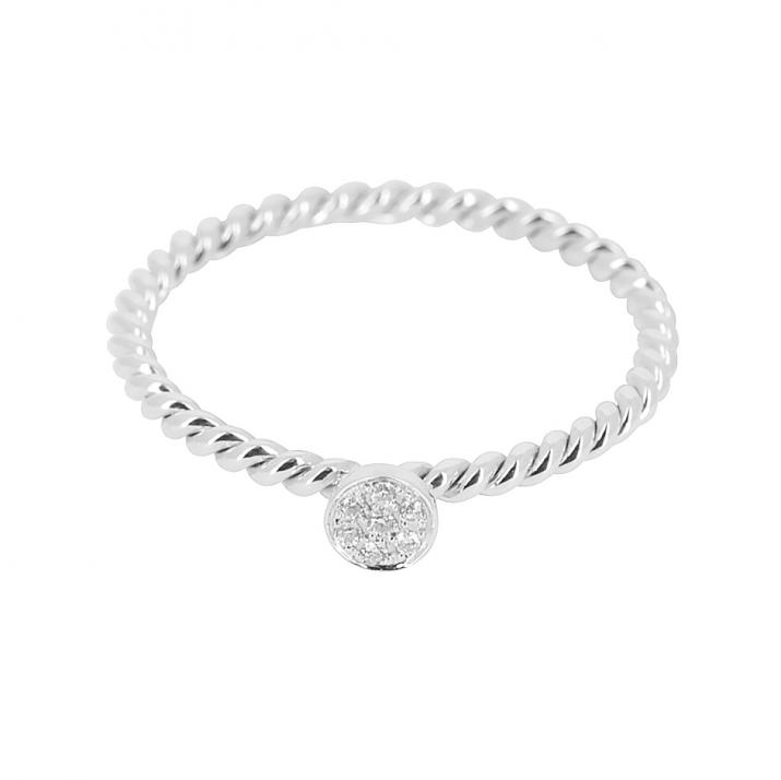 Pretty Harmony 0.03克拉圆形钻石白金戒指 - Redline