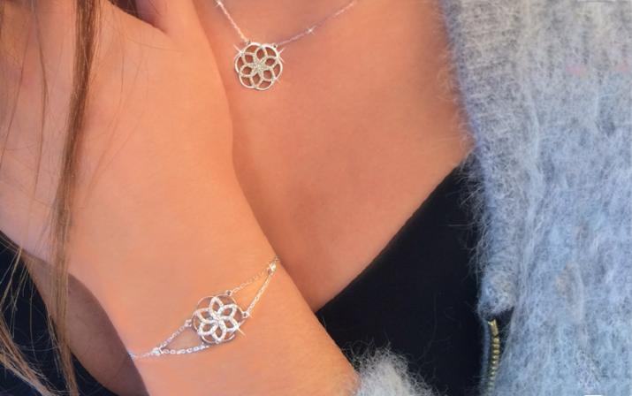 Lise 2 Étoiles Pavé 0.18克拉钻石白金链制女士手链 - Redline - 0++