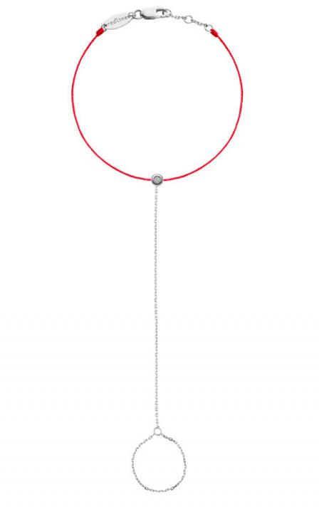 Bohemian Minimaliste 0.02克拉圆形钻石白金绳制女士手链 - Redline - 0++