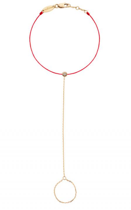 Bohemian Minimaliste 0.02克拉圆形钻石黄金绳制女士手链 - Redline - 0++