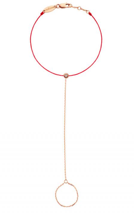 Bohemian Minimaliste 0.02克拉圆形钻石玫瑰金绳制女士手链 - Redline - 0++