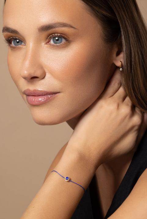 Diva Saphir 0.06克拉椭圆形钻石蓝宝石玫瑰金绳制女士手链 - Redline - 0++