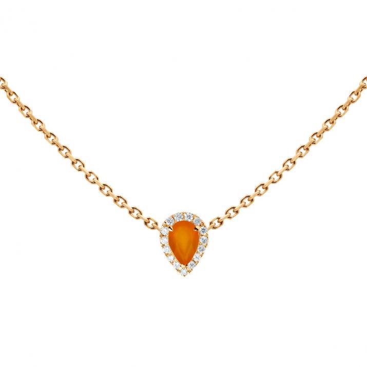 Tendresse Cornaline 0.07克拉水滴形钻石玫瑰金链制女士项链 - Redline