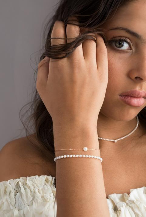 Sensuelle Akoya 圆形珍珠玫瑰金链制女士手链 - Redline - 0++