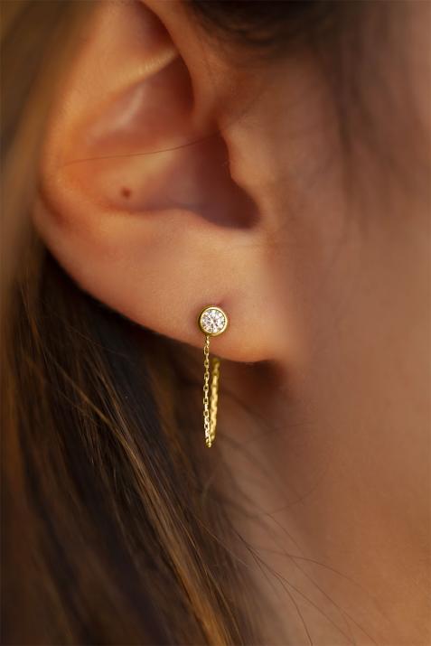 Pure钻石黄金链条耳钉 - Redline - 0++