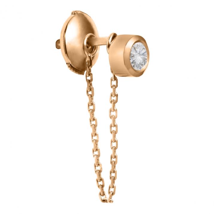 Pure钻石玫瑰金链条耳钉 - Redline - 0++