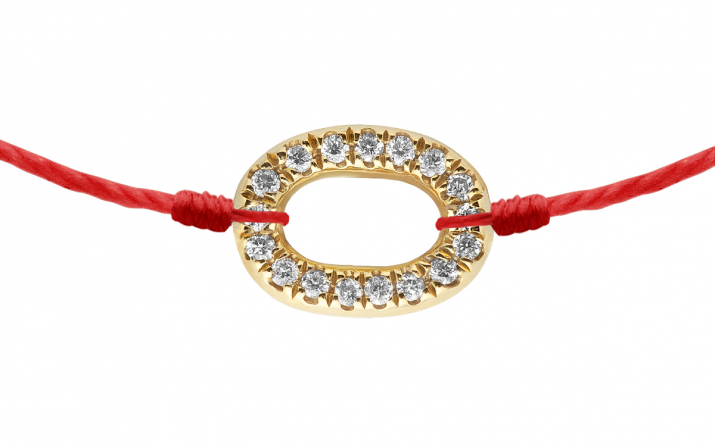 Mini Sacré 0.046克拉锚圆形钻石黄金绳制女士手链 - Redline - 0++