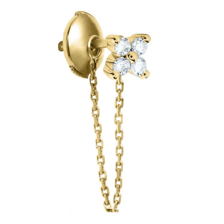 Shiny 0.04克拉圆形钻石黄金耳饰 - Redline - 0++