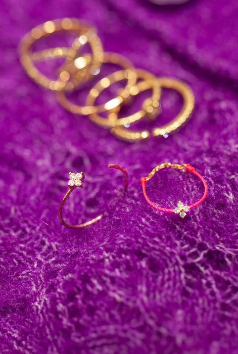 Shiny 0.056克拉圆形钻石玫瑰金开口戒指 - Redline - 0++