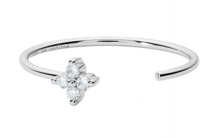 Shiny 0.056克拉圆形钻石白金开口戒指 - Redline - 0++