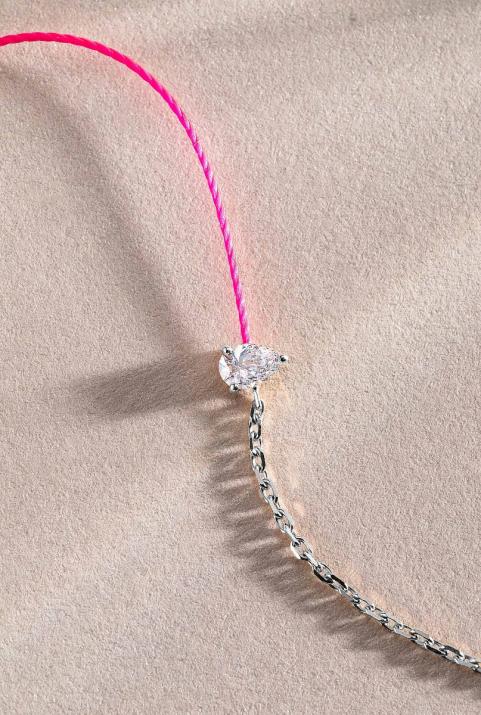 Altesse 0.10克拉水滴形钻石白金半绳半链女士手链 - Redline - 0++