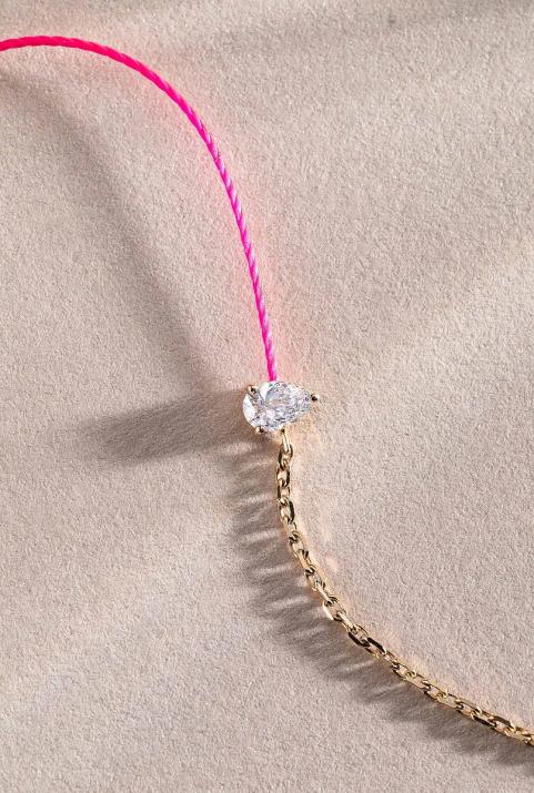 Altesse 0.10克拉水滴形钻石黄金半绳半链女士手链 - Redline - 0++