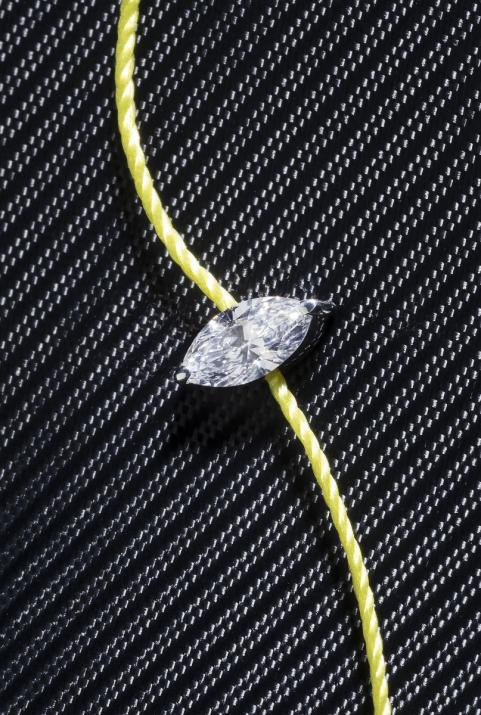 Majesté 0.10克拉榄尖形钻石黑金绳制女士手链 - Redline - 0++