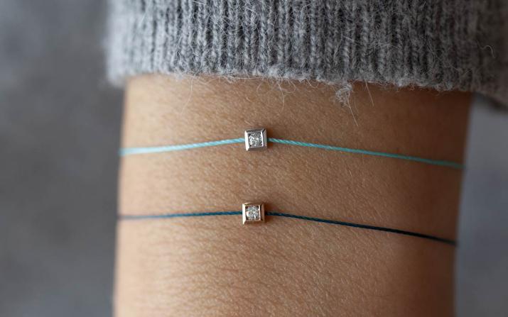 String Bracelet Mini Cube Yellow Gold RedLine Jewelry - Redline - 0++
