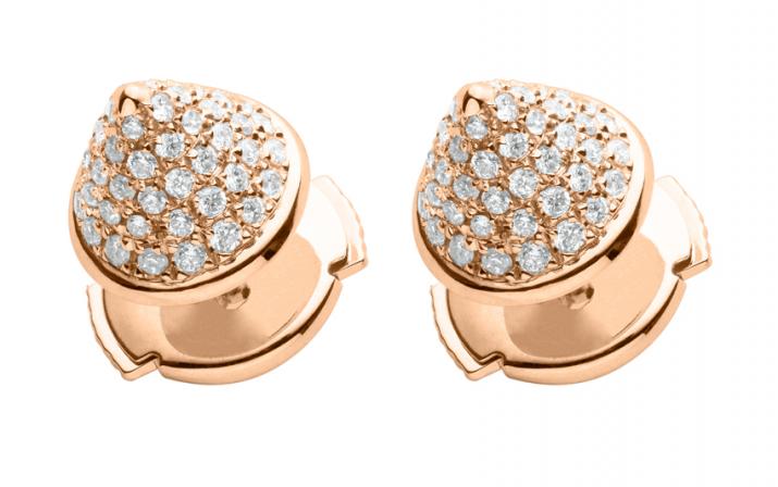 玫瑰金镶钻锥形耳钉 - Redline - 0++