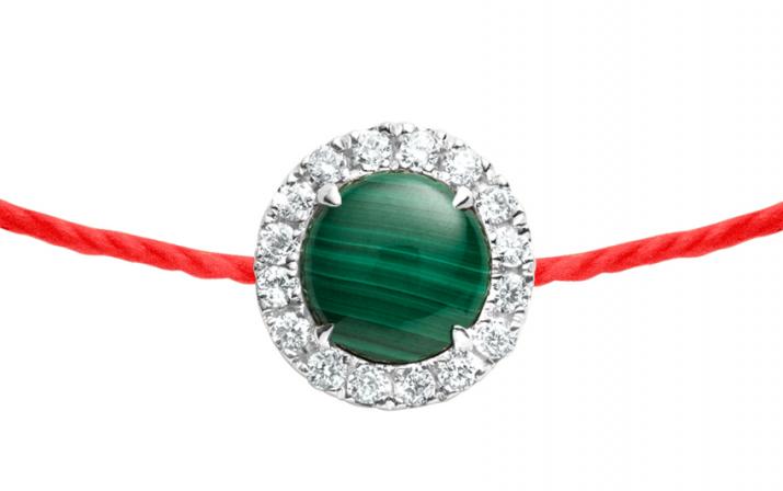 Reine Malachite 0.088克拉圆形钻石白金绳制女士手链 - Redline - 0++