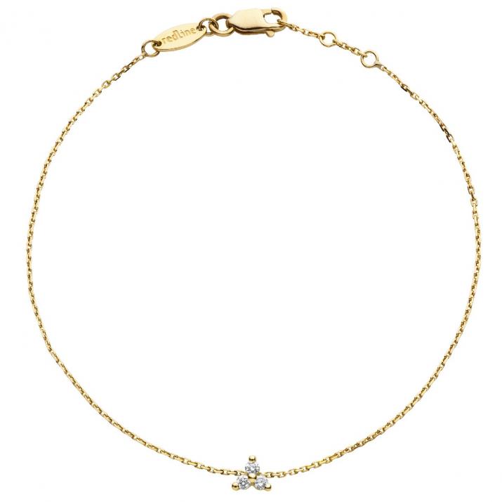 Glitter 0.043克拉圆形钻石黄金链制女士手链 - Redline - 0++