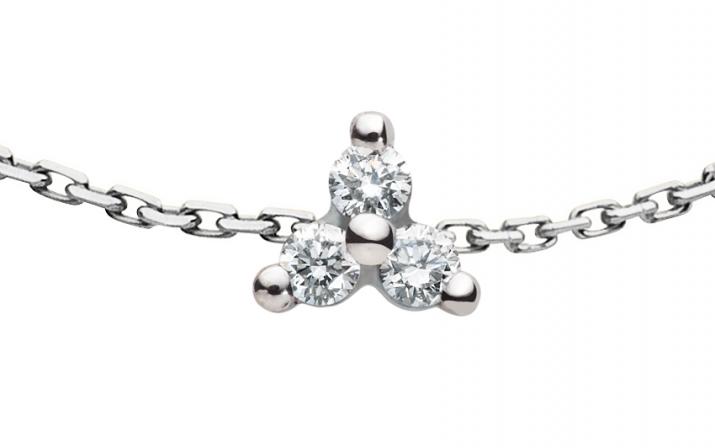 Glitter 0.043克拉圆形钻石白金链制女士手链 - Redline - 0++