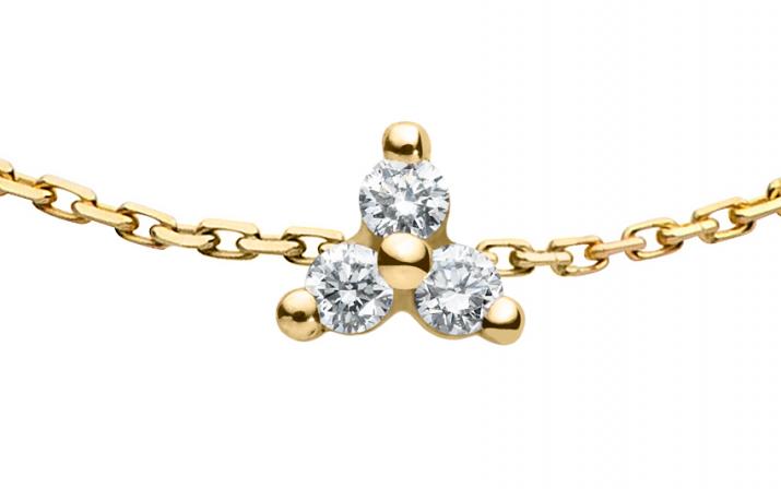 Glitter 0.043克拉圆形钻石黄金链制女士手链 - Redline - 0++