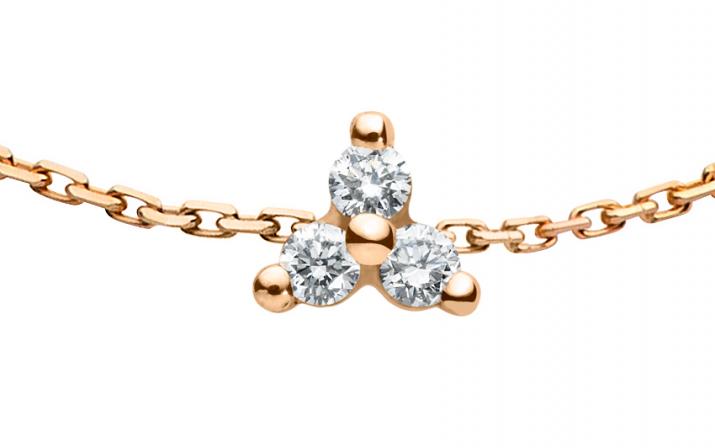 Glitter 0.043克拉圆形钻石玫瑰金链制女士手链 - Redline - 0++