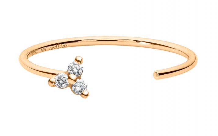 Glitter 0.42克拉圆形钻石玫瑰金开口戒指 - Redline - 0++