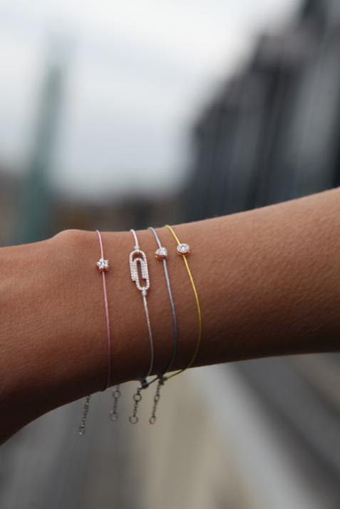 Chacha 0.05克拉圆形钻石玫瑰金绳制女士手链 - Redline - 0++