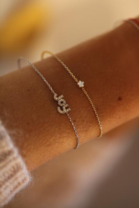 Chacha 0.05克拉圆形钻石黄金链制女士手链 - Redline - 0++