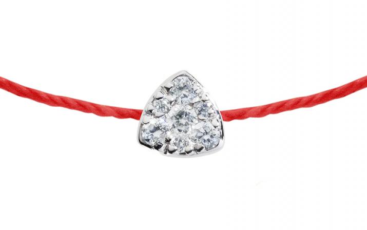 Tango 0.05克拉圆形钻石白金绳制女士手链 - Redline - 0++