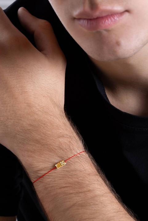 Domino 0.02克拉圆形钻石玫瑰金绳制男士手链 - Redline - 0++