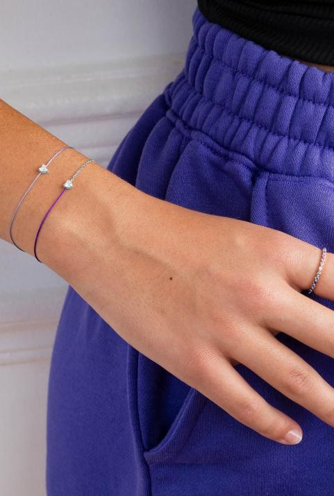 Sa Bien- Aimé 0.20克拉心形钻石白金半绳半链女士手链 - Redline - 0++