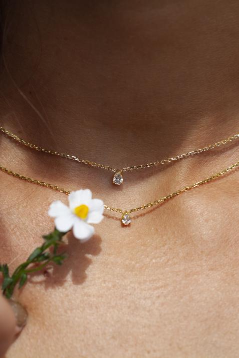 Son Altesse 0.20克拉水滴形钻石黄金链制女士项链 - Redline - 0++