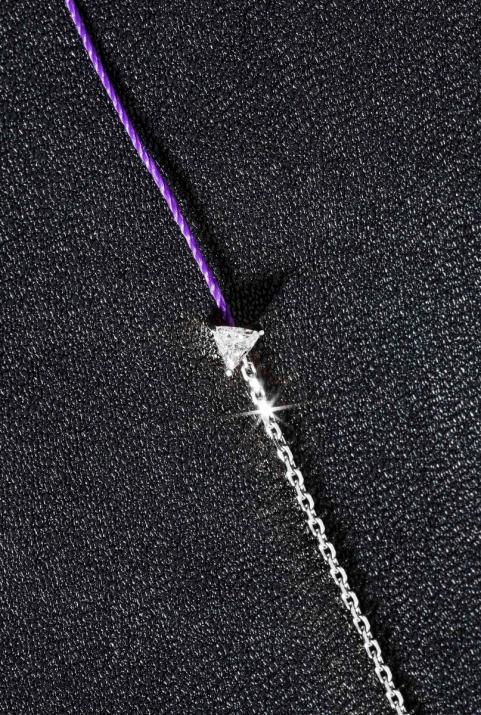 Impératrice 0.10克拉三角形钻石白金半绳半链女士手链 - Redline - 0++