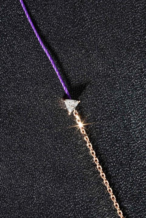 Impératrice 0.10克拉三角形钻石玫瑰金半绳半链女士手链 - Redline - 0++