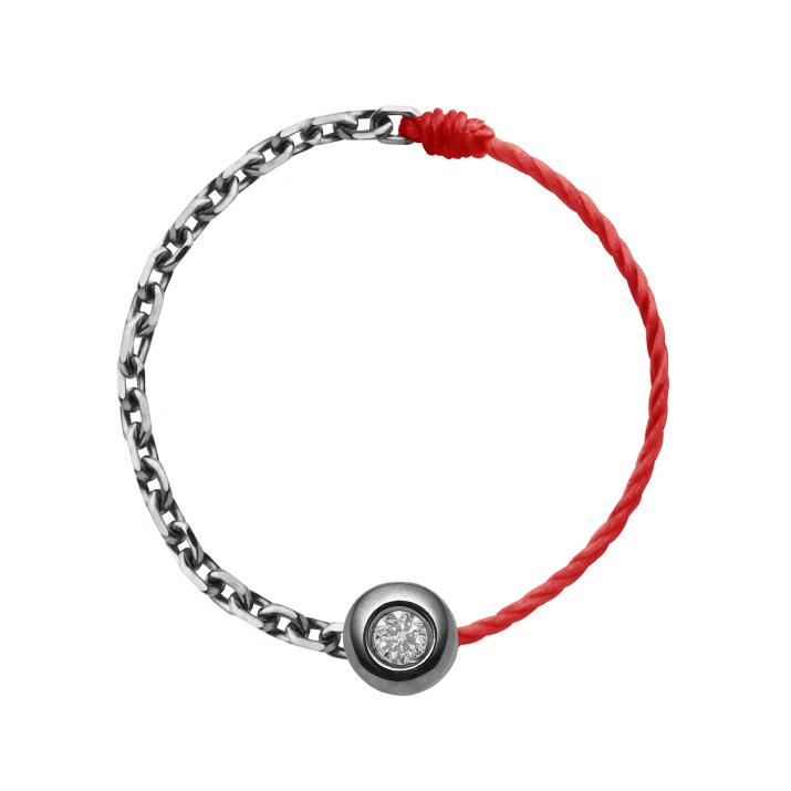 Minimaliste 0.02克拉圆形钻石黑金半绳半链戒指 - Redline - 0++