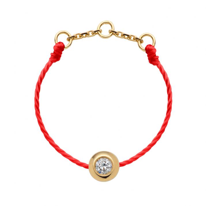 Mini Pure 0.05克拉圆形钻石黄金绳制戒指 - Redline - 0++