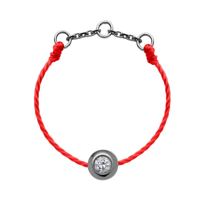 Mini Pure 0.05克拉圆形钻石黑金绳制戒指 - Redline - 0++