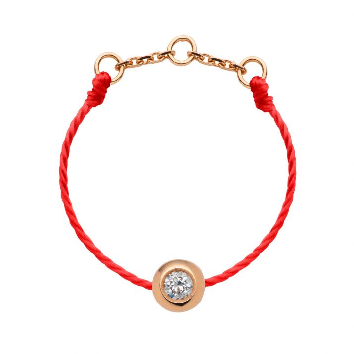 Mini Pure 0.05克拉圆形钻石玫瑰金绳制戒指 - Redline - 0++