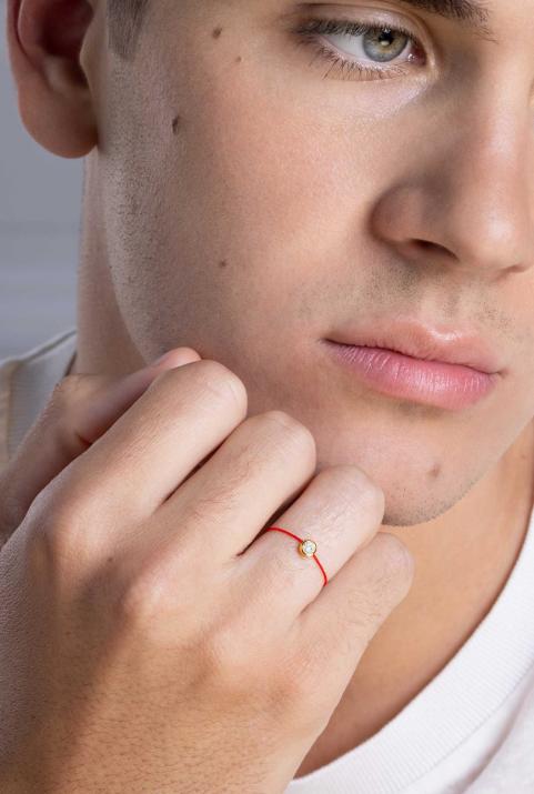 Pure 0.10克拉圆形钻石玫瑰金绳制戒指 - Redline - 0++