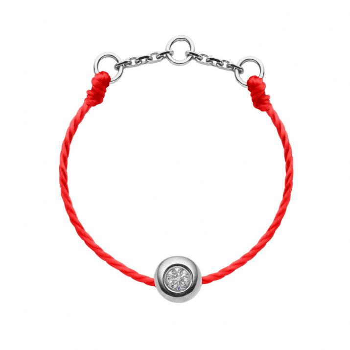 Minimaliste 0.02克拉圆形钻石白金绳制戒指 - Redline - 0++