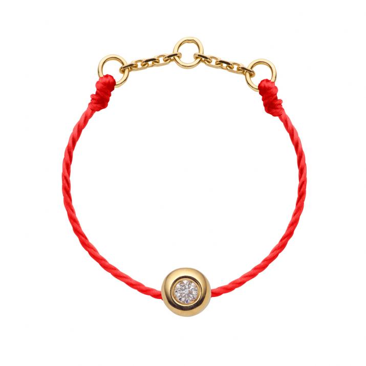 Minimaliste 0.02克拉圆形钻石黄金绳制戒指 - Redline - 0++