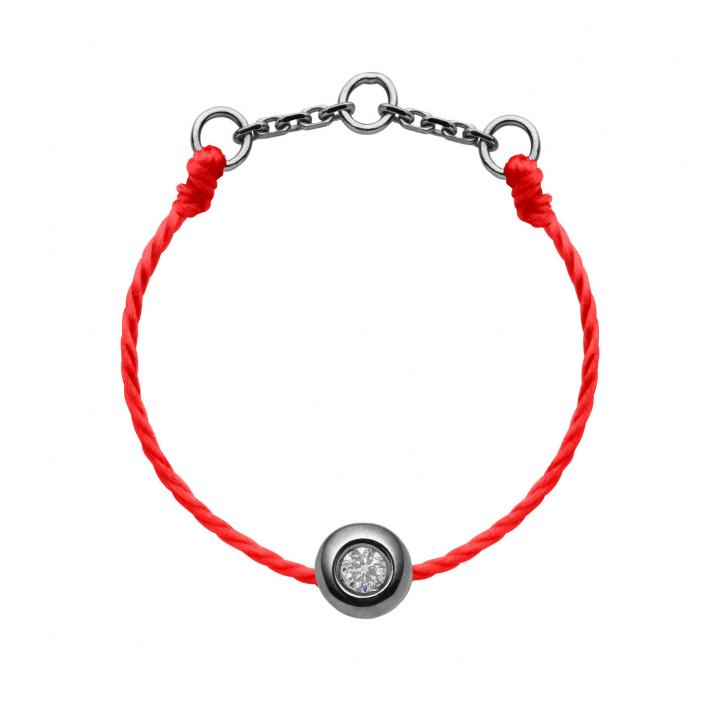 Minimaliste 0.02克拉圆形钻石黑金绳制戒指 - Redline - 0++