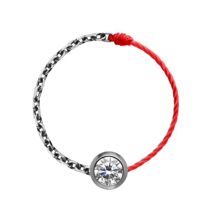 Pure 0.10克拉圆形钻石黑金半绳半链戒指 - Redline - 0++