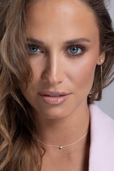 Pure 0.10克拉圆形钻石黑金绳制女士项链 - Redline - 0++