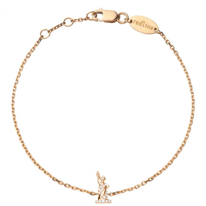 镶钻自由女神玫瑰金链制手链 - Redline - 0++