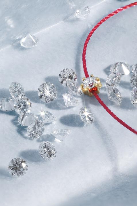 Absolu 0.10克拉圆形钻石黄金绳制女士手链 - Redline - 0++