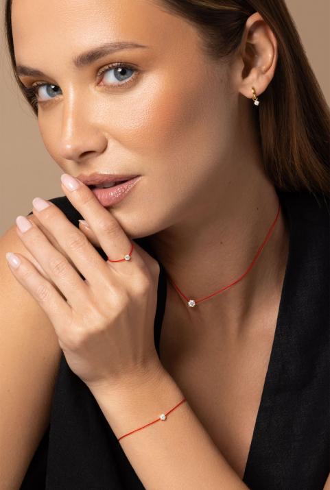 Absolu 0.10克拉圆形钻石黄金绳制戒指 - Redline - 0++