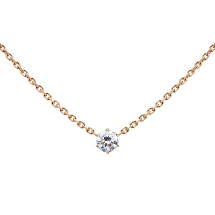 Absolu 0.10克拉圆形钻石玫瑰金链制项链 - Redline - 0++